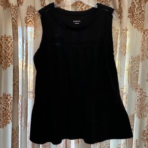 Merona size 1 black tank blouse with sheer detail